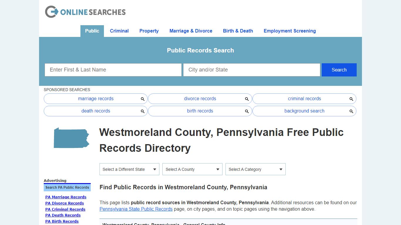 Westmoreland County, Pennsylvania Public Records Directory