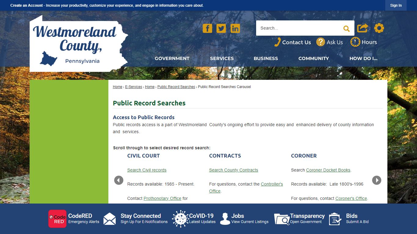 Public Record Searches - Westmoreland County, PA