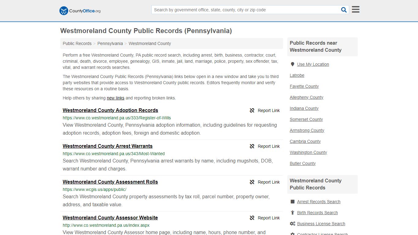Westmoreland County Public Records (Pennsylvania)